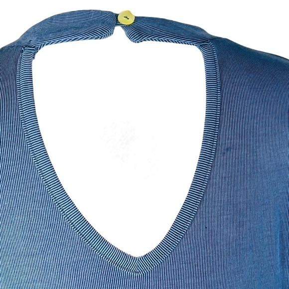 Kim & Cami blouse swing a-line rib fabric keyhole front back denim blue size L - Picture 7 of 12